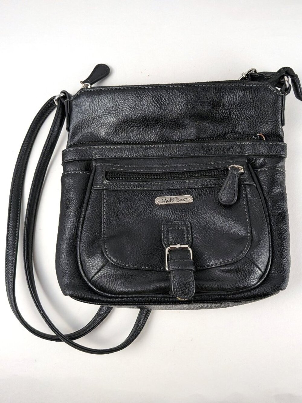 MultiSac Black Faux Leather Crossbody Purse